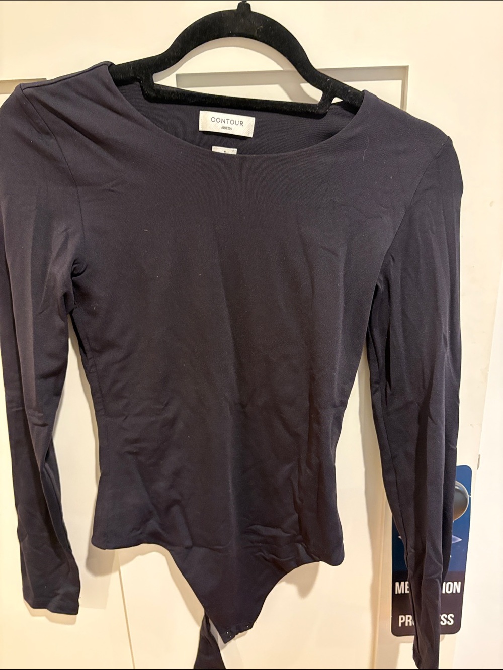 Aritzia Contour Black Long-Sleeve Scoop-Neck Bodysuit